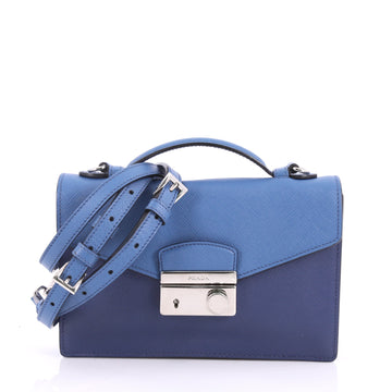  Prada Convertible Sound Bag Saffiano Leather Small Blue 3421502