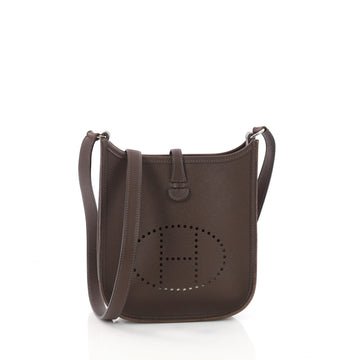 Hermes Long Strap Evelyne Crossbody Bag Epsom TPM Brown 3423303
