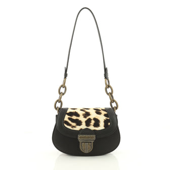 Bottega Veneta Umbria Shoulder Bag Leather with Calf Hair Small Black 3423401