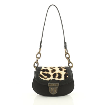 Bottega Veneta Umbria Shoulder Bag Leather with Calf Hair Small Black 3423401