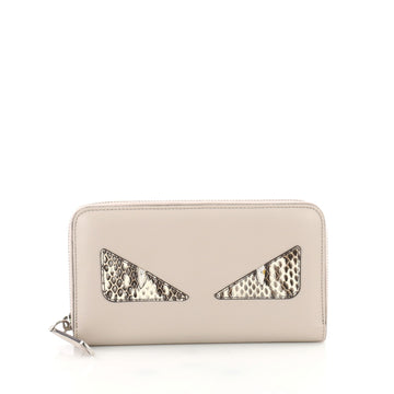 Fendi Monster Zip Around Wallet Leather and Python Long Neutral 3426201