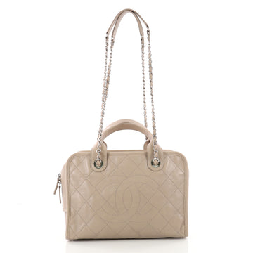 Chanel Deauville Bowling Bag Quilted Caviar Large Brown 3426202