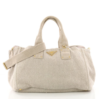 Prada Convertible Open Tote Raffia Large Neutral 3426405