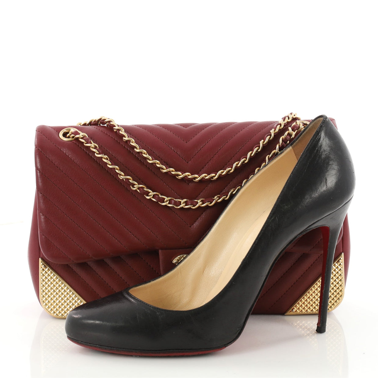 Chanel Rock the Corner Flap Bag Chevron Leather Medium Red 3426701