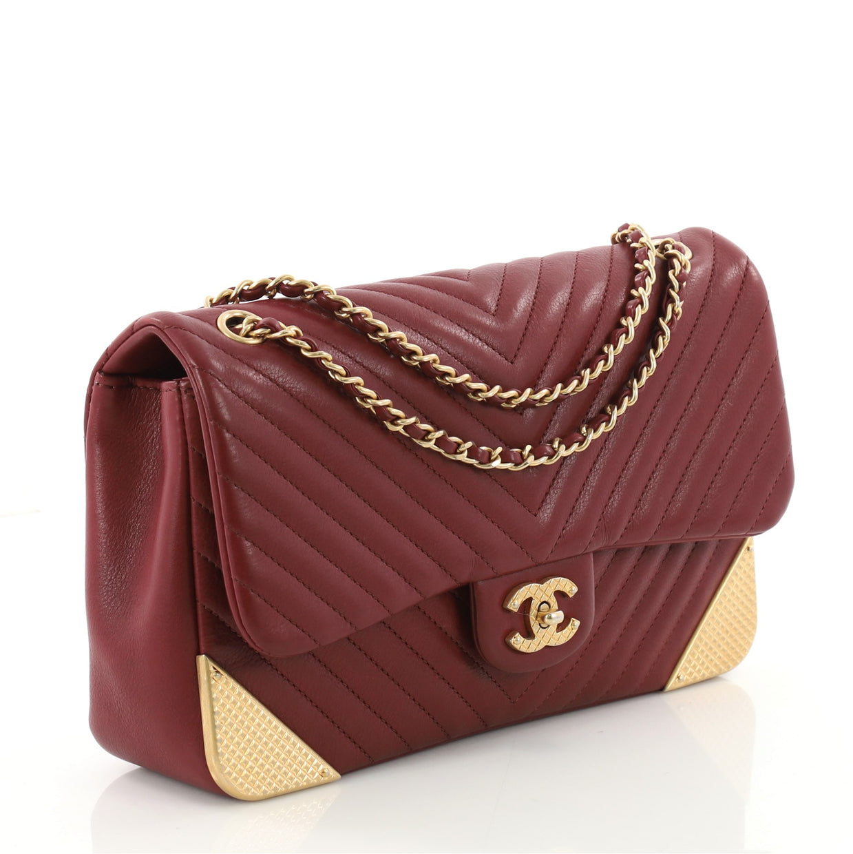 Chanel Rock the Corner Flap Bag Chevron Leather Medium Red 3426701