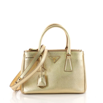 Prada Double Zip Lux Tote Saffiano Leather Small Gold 3427203