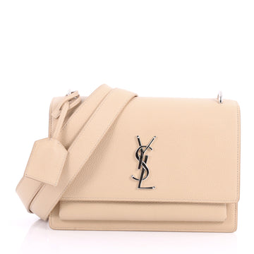 Saint Laurent Sunset Satchel Leather Medium Neutral 3427403