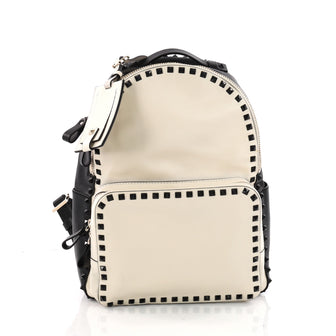 Valentino Rockstud Backpack Leather Medium White 3429205