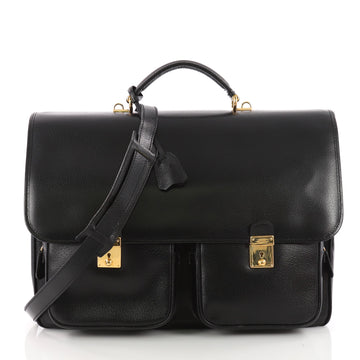 Gucci Vintage Pocket Briefcase Leather Medium Black 3429305