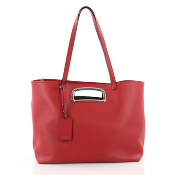 Prada Cut-Out Handle Tote City Calfskin Medium Red 3429901