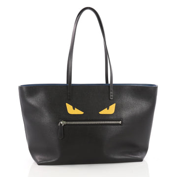 Fendi Monster Roll Tote Leather Medium Black 3430402