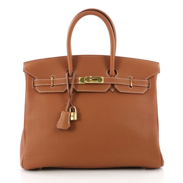 Hermes Birkin Handbag Brown Togo with Gold Hardware 35 Brown 3430701
