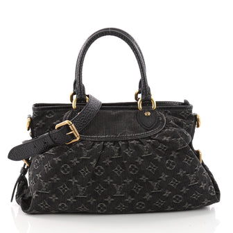 Louis Vuitton Neo Cabby Handbag Denim MM Black 3431002