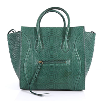 Celine Phantom Handbag Python Medium Green 3432202