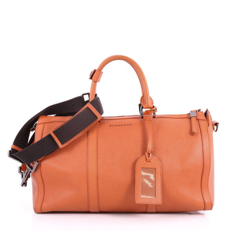 Burberry Boston Holdall Duffle Bag Leather Medium Orange 3434501
