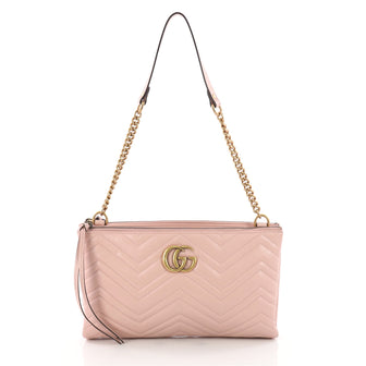 Gucci Marmont Double Zip Chain Bag Matelasse Leather Pink 3434801