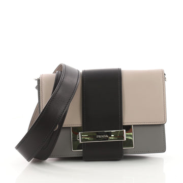 Prada Metal Ribbon Shoulder Bag City Calfskin Small Gray 3438401