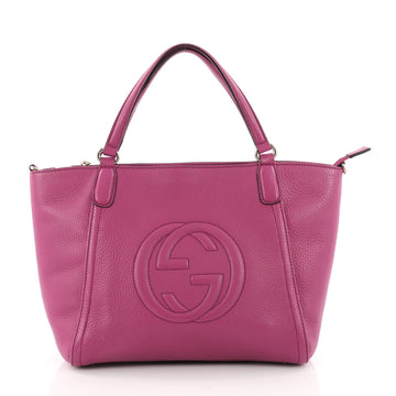 Gucci Soho Convertible Top Handle Bag Leather Small Pink 3439005