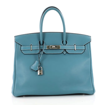 Hermes Birkin Handbag Blue Swift with Palladium Hardware Blue 3439301
