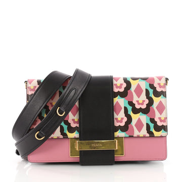 Prada Metal Ribbon Shoulder Bag Printed Leather Medium 3440901