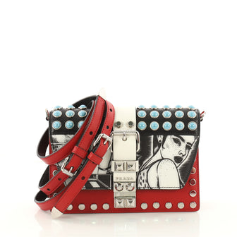 Prada Elektra Shoulder Bag Studded Printed Leather Small 3442601