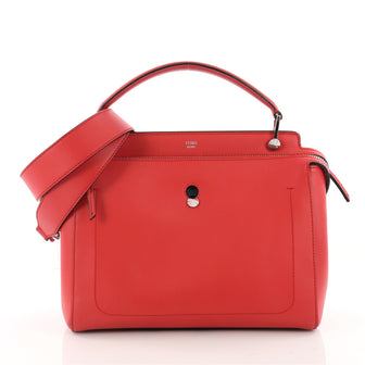 Fendi DotCom Convertible Satchel Leather Medium Red 3443001