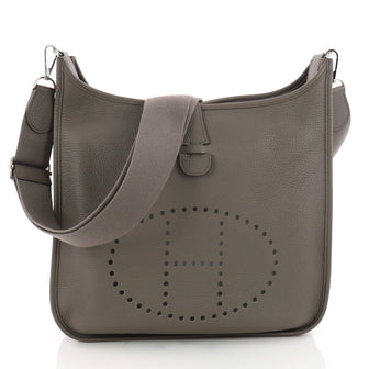 Hermes Evelyne Crossbody Gen III Clemence GM Gray 3443801