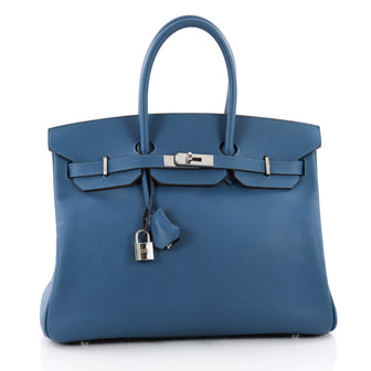 Hermes Birkin Handbag Blue Epsom with Palladium Hardware 3444301