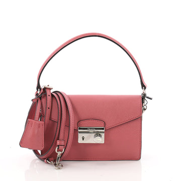 Prada Convertible Sound Bag Saffiano Leather Mini Pink 3445304