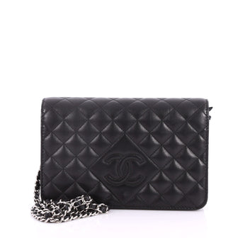 Diamond CC Wallet on Chain Quilted Lambskin