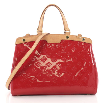 Louis Vuitton Brea Handbag Monogram Vernis MM Red 3446401