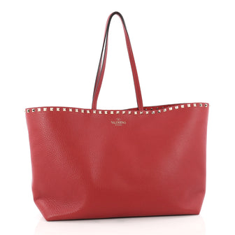  Valentino Rockstud Shopper Tote Leather Large Red 3447001