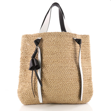 Celine Basket Tote Straw with Leather XL Neutral 3450302