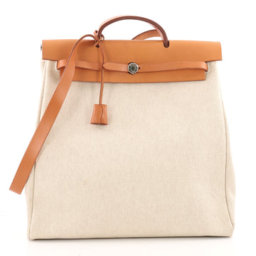 Hermes Herbag Toile and Leather MM Brown 3450703