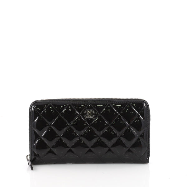 Black Chanel CC Patent Leather Zip Around Long Wallets – Designer