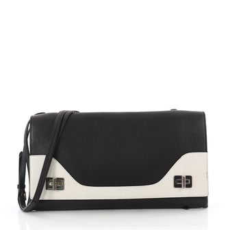 Prada Dual Flap Double Turn Lock Handbag Leather Black 3451702
