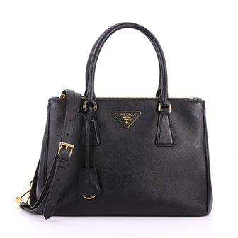 Prada Double Zip Lux Tote Saffiano Leather Mini Black 3451801