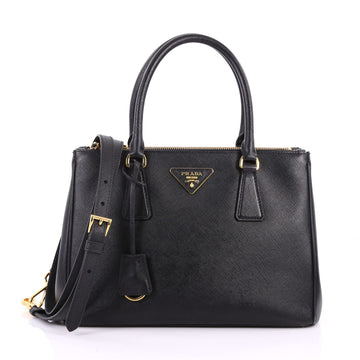 Prada Double Zip Lux Tote Saffiano Leather Mini Black 3451801