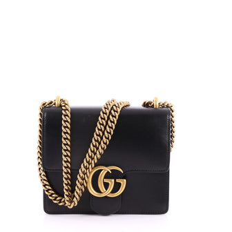 Gucci Marmont Chain Shoulder Bag Leather Small Black 3452101