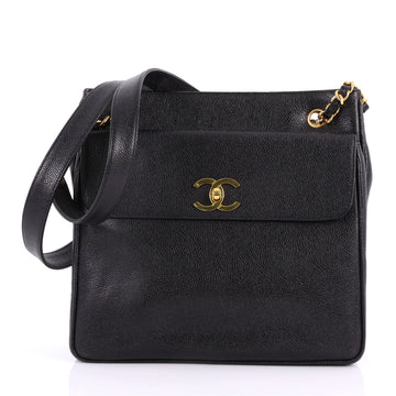 Chanel Vintage Front Pocket Tote Caviar Medium Black 3452401