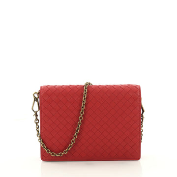 Bottega Veneta Wallet on Chain Intrecciato Nappa Red 3454402