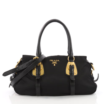 Prada Convertible Belted Satchel Tessuto with Leather Black 3454503