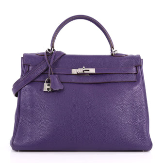 Hermes Kelly Handbag Purple Togo with Palladium Hardware 3454901
