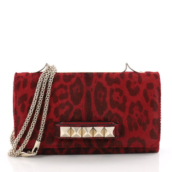 Valentino Va Va Voom Clutch Printed Pony Hair Medium Red 3455602