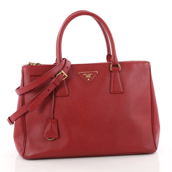 Prada Double Zip Lux Tote Saffiano Leather Medium Red 3455909