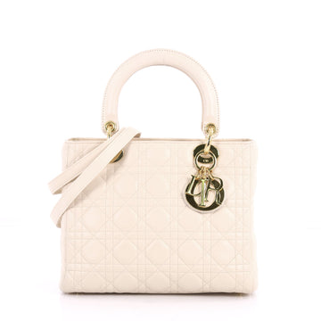 Christian Dior Lady Dior Handbag Cannage Quilt Lambskin White 3456201