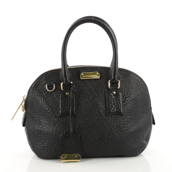  Burberry Orchard Bag Embossed Check Leather Small Black 3457501