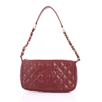 Chanel Timeless CC Chain Pochette Quilted Caviar Red 3458301