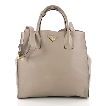Prada Twin Shopping Tote Vitello Daino Medium Brown 3459802