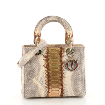 Christian Dior Lady Dior Handbag Python Medium Brown 3459904